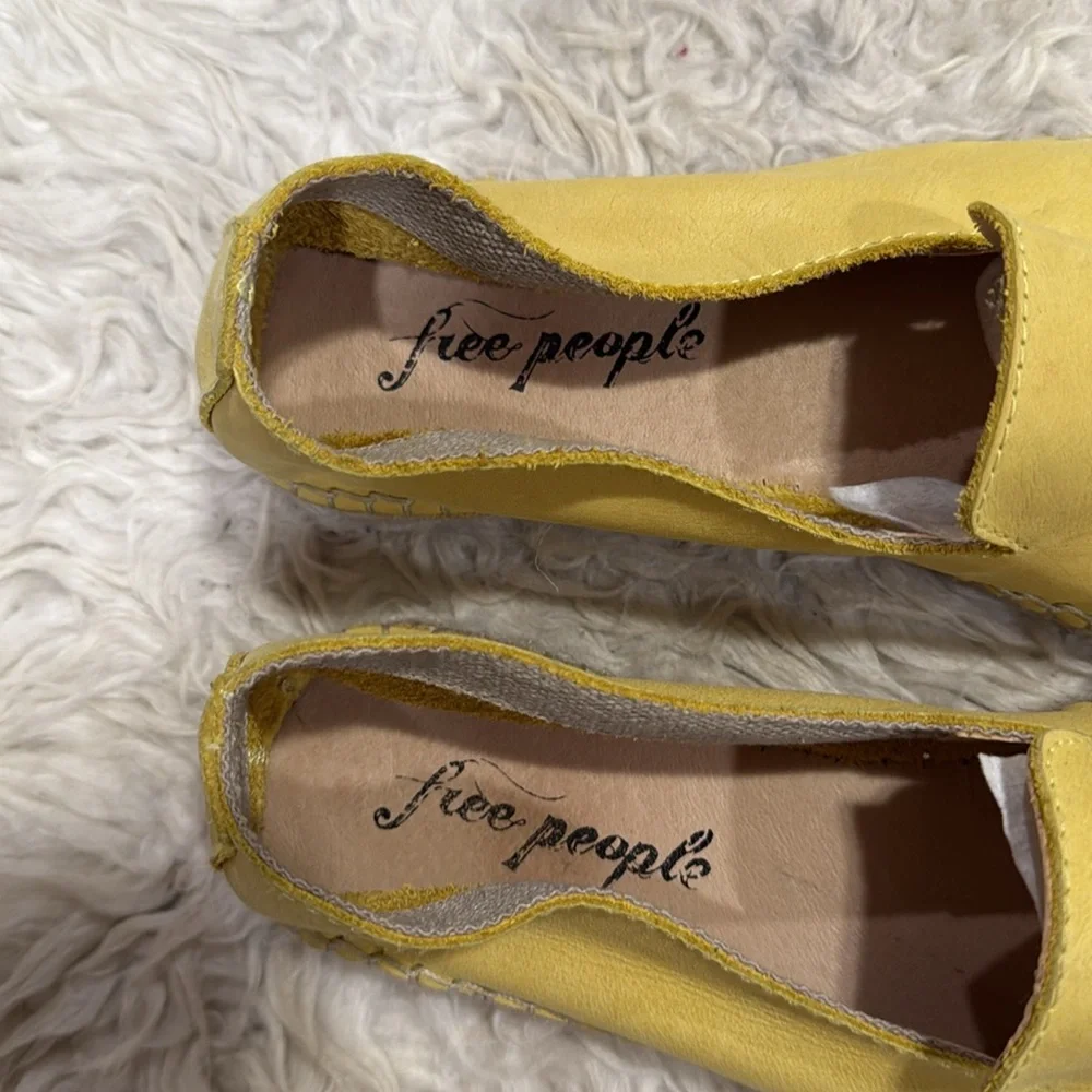 Free People Yellow Laurel Canyon Leather Espadrille Flats Size 36 EU 5.5-6‎ US